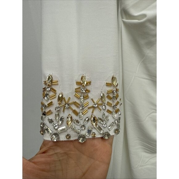 Mac Duggal Size 8 White 55696 One-Shoulder Long Sleeve Jersey Gown Dress New - Picture 6 of 12